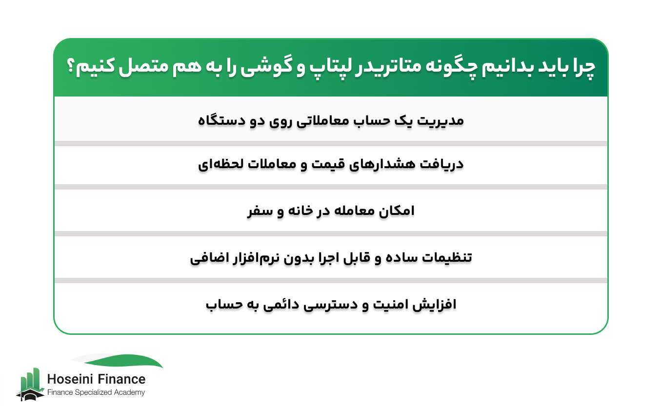 اتصال متاتریدر لپتاپ و گوشی به یکدیگر