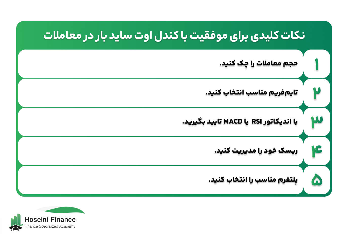 برای اینکه با استفاده از کندل اوت ساید بار معامله موفقی داشته باشید با نکات مهم را در نظر بگیرید.