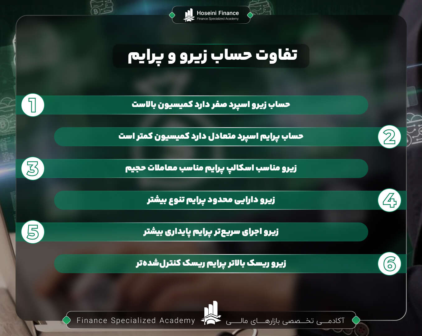 تفاوت های کلیدی حساب زیرو پرایم